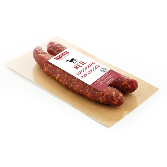 Kaminwurzen con capriolo