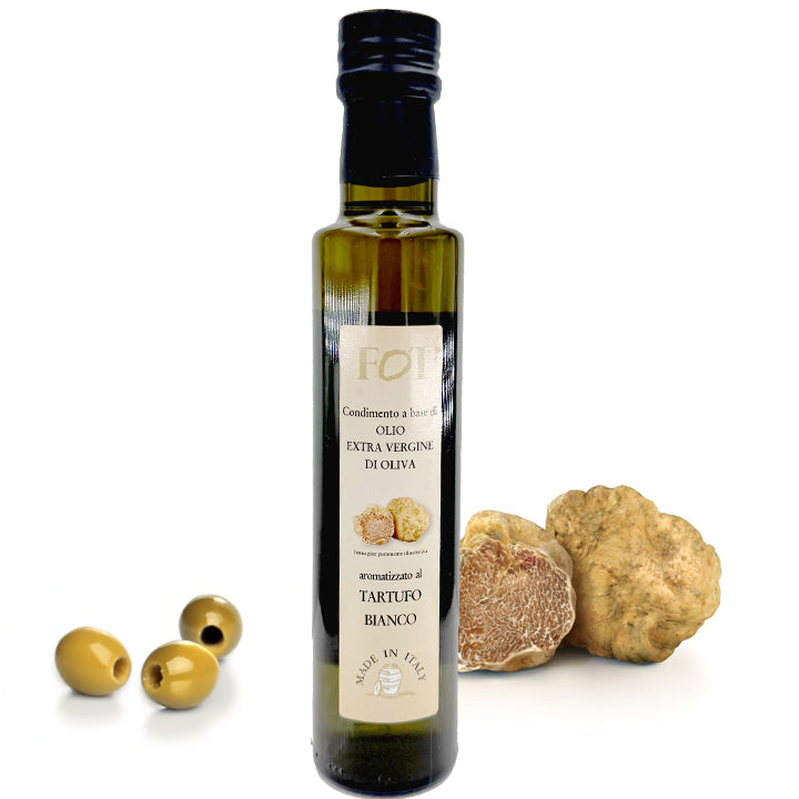 Dressing auf Basis von nativem Olivenöl extra mit weißem Trüffel (0,25 Liter)