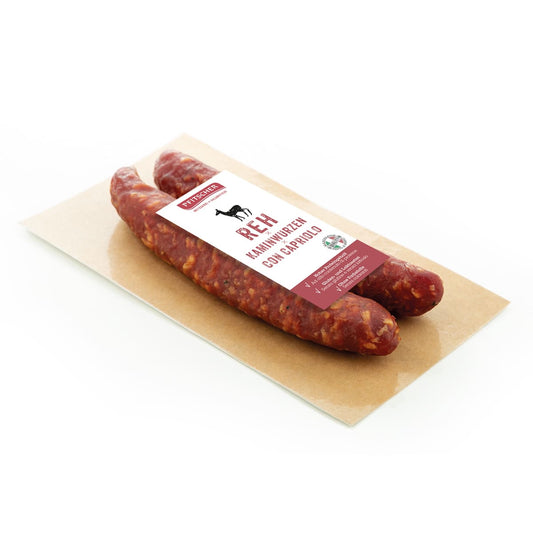 Kaminwurzen con capriolo